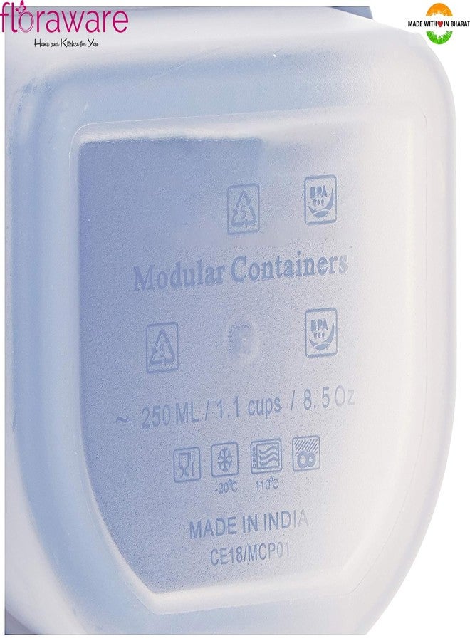 Floraware Modular Plastic Storage Containers | Airtight Jars with Lids | Stackable Design for Grains, Spices, Snacks & More | Transparent & Space-Saving (Blue, Small) - Image 3